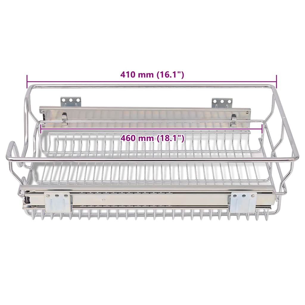 Draadmanden uittrekbaar 2 st 400 mm zilverkleurig