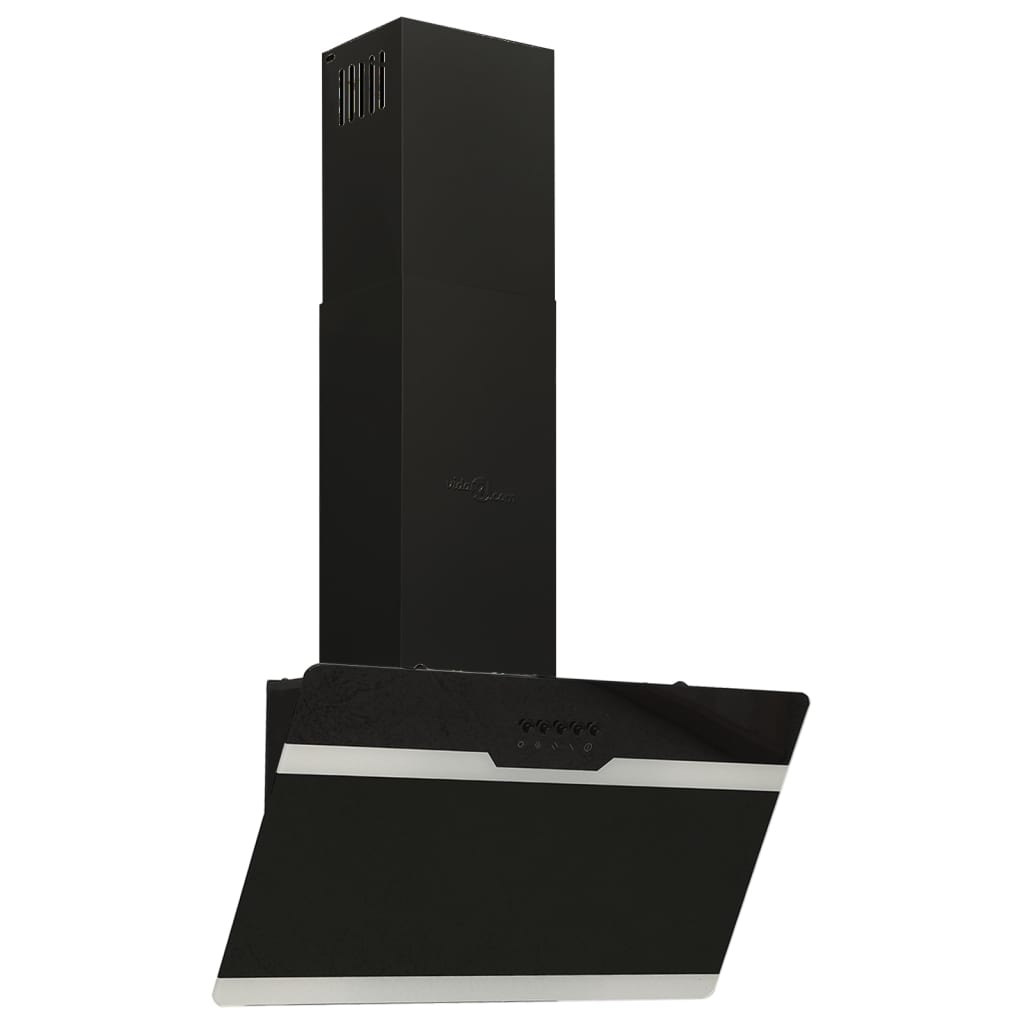 Wandafzuigkap 60 cm staal en gehard glas zwart