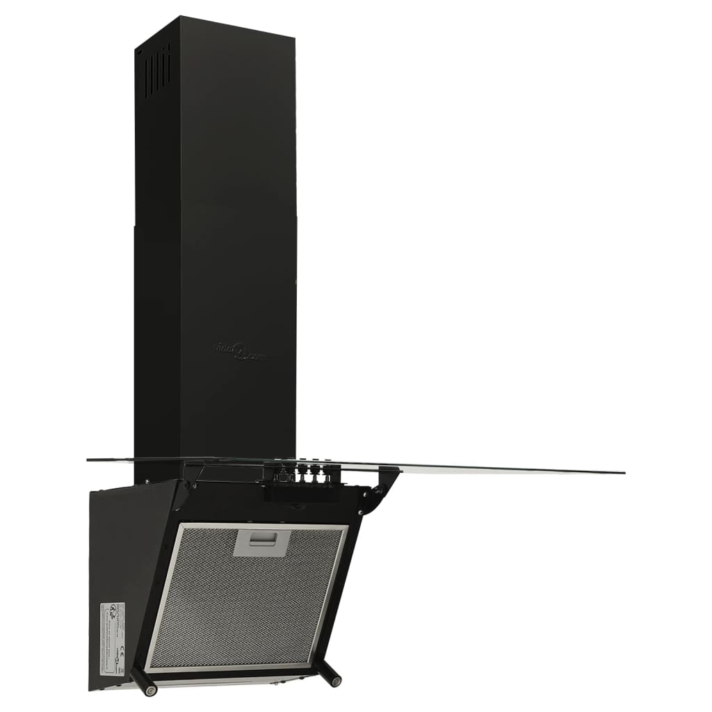 Wandafzuigkap 60 cm staal en gehard glas zwart