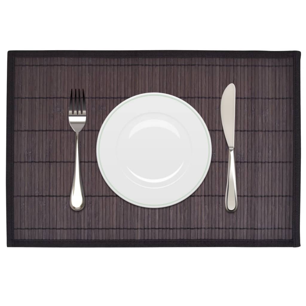 6 Placemats bamboe 30 x 45 cm donkerbruin