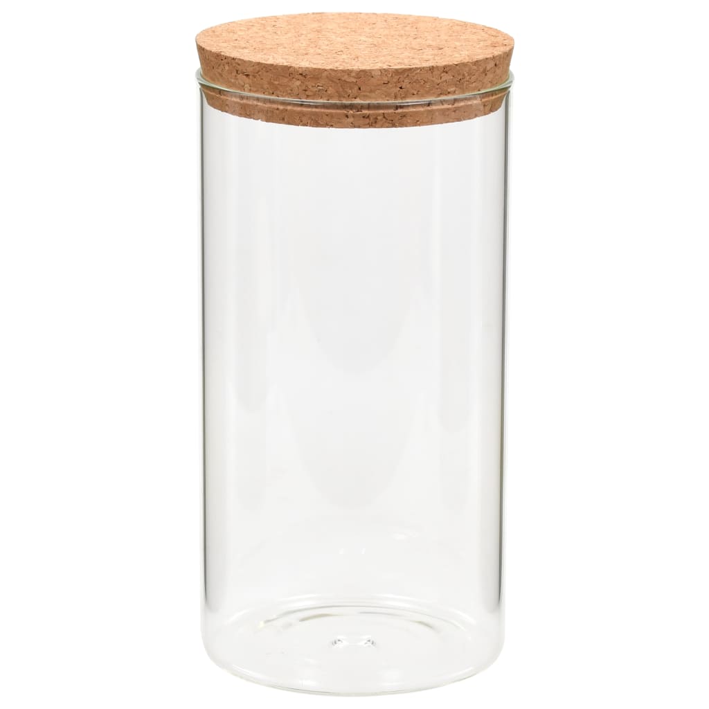 Opbergpotten met kurken deksel 6 st 1400 ml glas