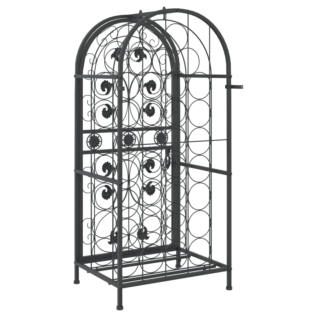 Wijnrek voor 33 flessen 45x36x100 cm smeedijzer zwart