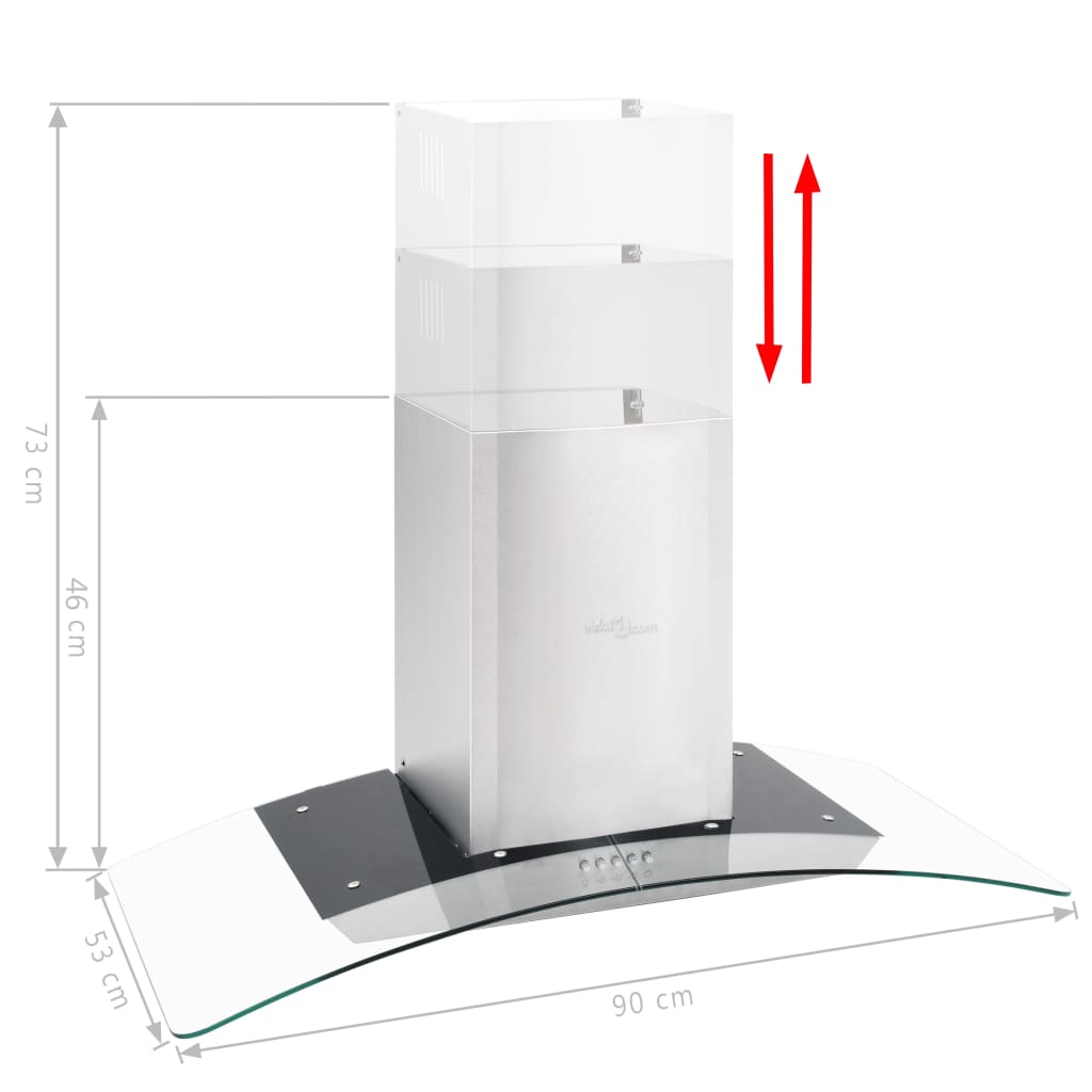 Wandafzuigkap 756 m³/u LED 90 cm roestvrij staal