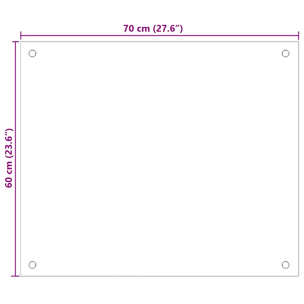 Spatscherm keuken 70x60 cm gehard glas wit