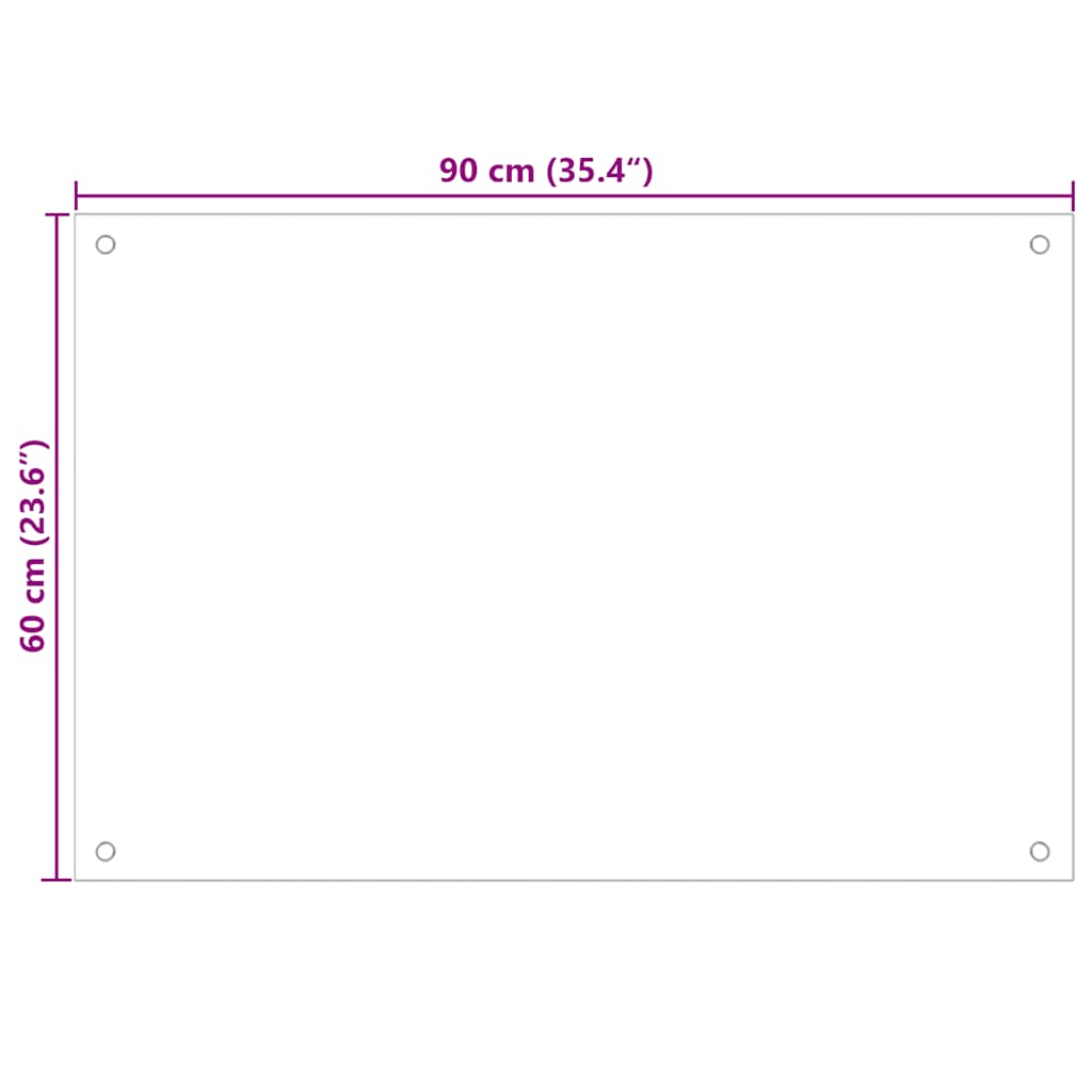 Spatscherm keuken 90x60 cm gehard glas wit