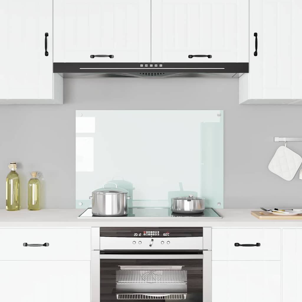 Spatscherm keuken 90x60 cm gehard glas wit