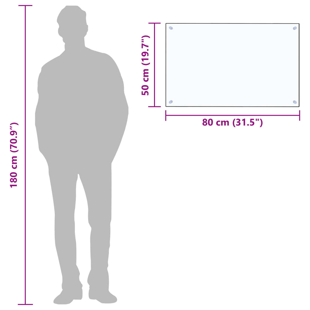 Spatscherm keuken 80x50 cm gehard glas transparant