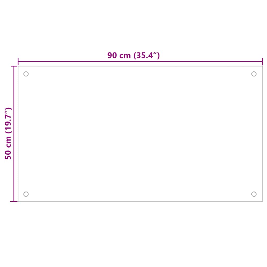 Spatscherm keuken 90x50 cm gehard glas transparant