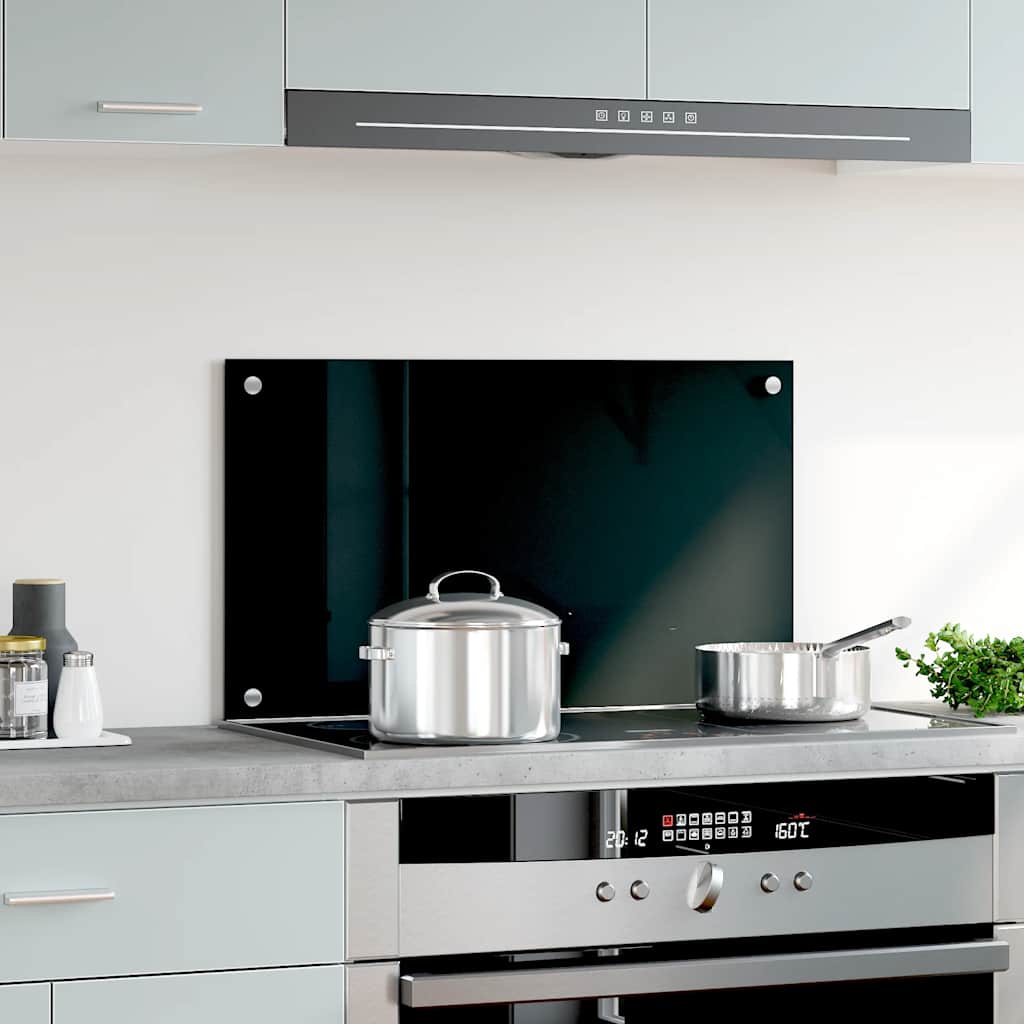 Spatscherm keuken 70x40 cm gehard glas zwart