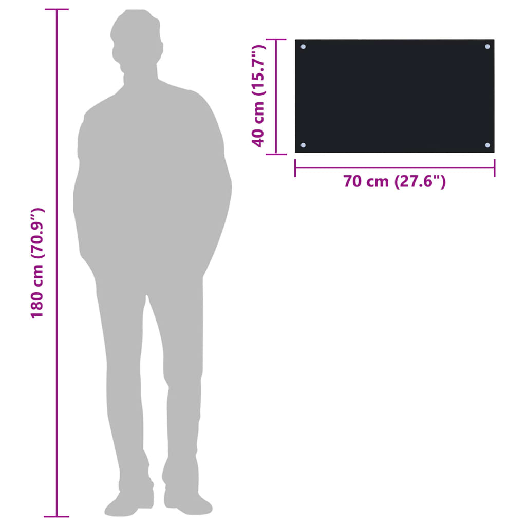 Spatscherm keuken 70x40 cm gehard glas zwart