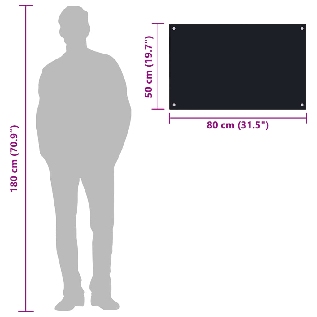 Spatscherm keuken 80x50 cm gehard glas zwart