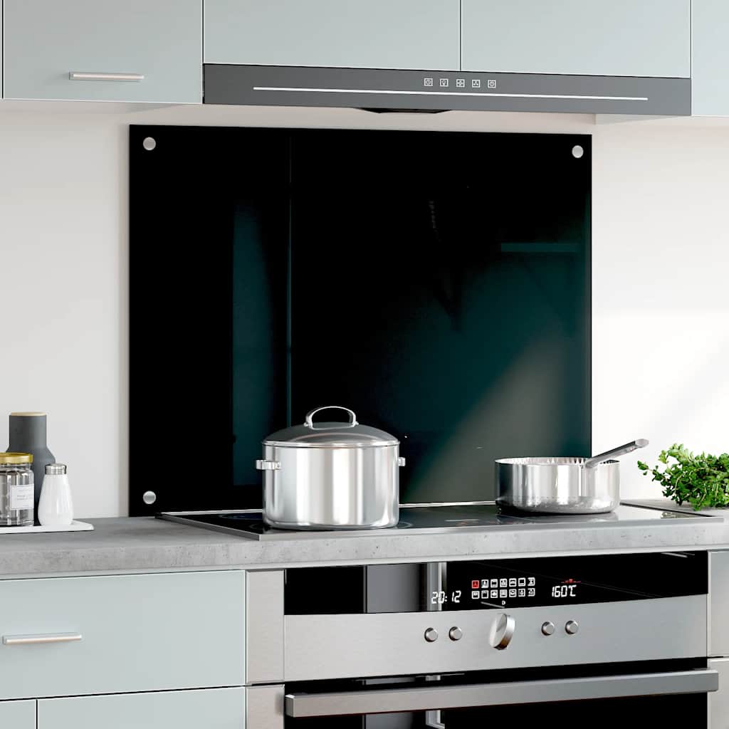 Spatscherm keuken 80x60 cm gehard glas zwart