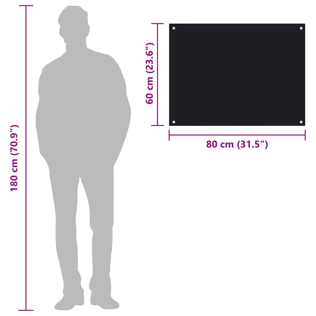 Spatscherm keuken 80x60 cm gehard glas zwart