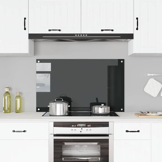 Spatscherm keuken 100x60 cm gehard glas zwart