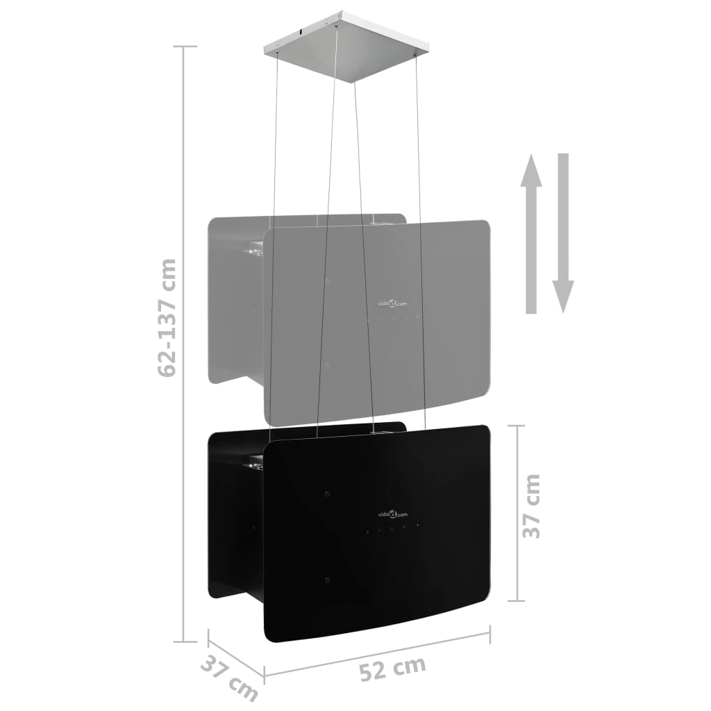 Afzuigkap hangend met aanraaksensor LCD gehard glas