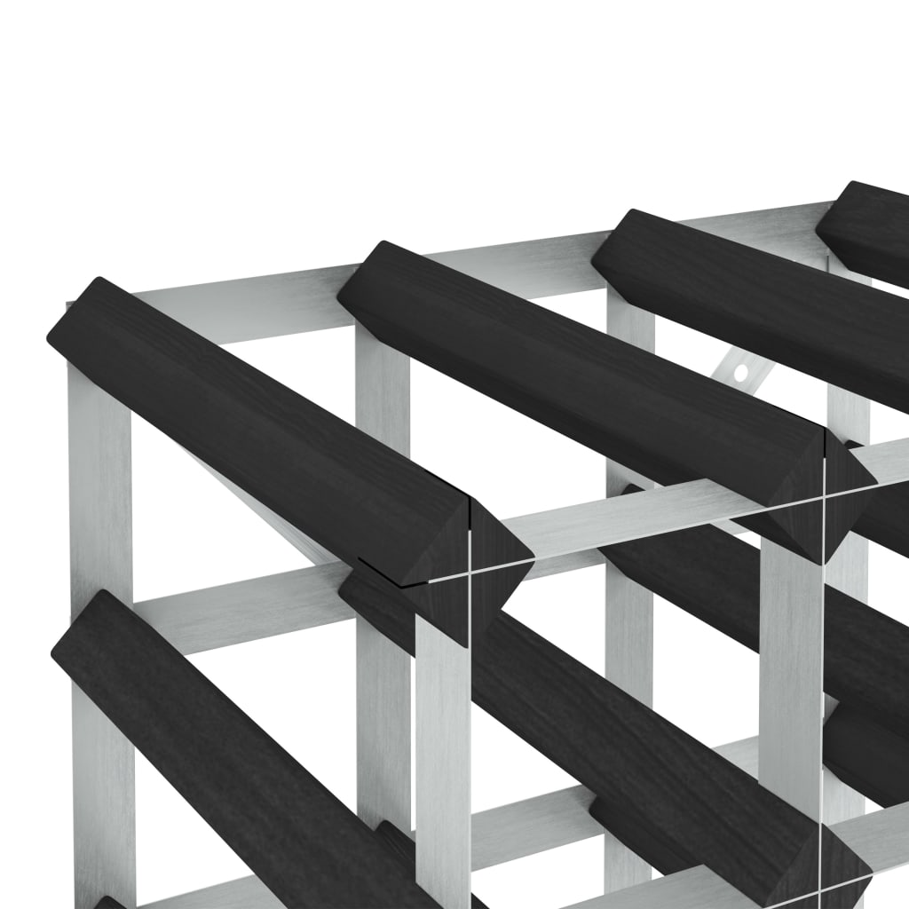 Wijnrek voor 72 flessen massief grenenhout zwart