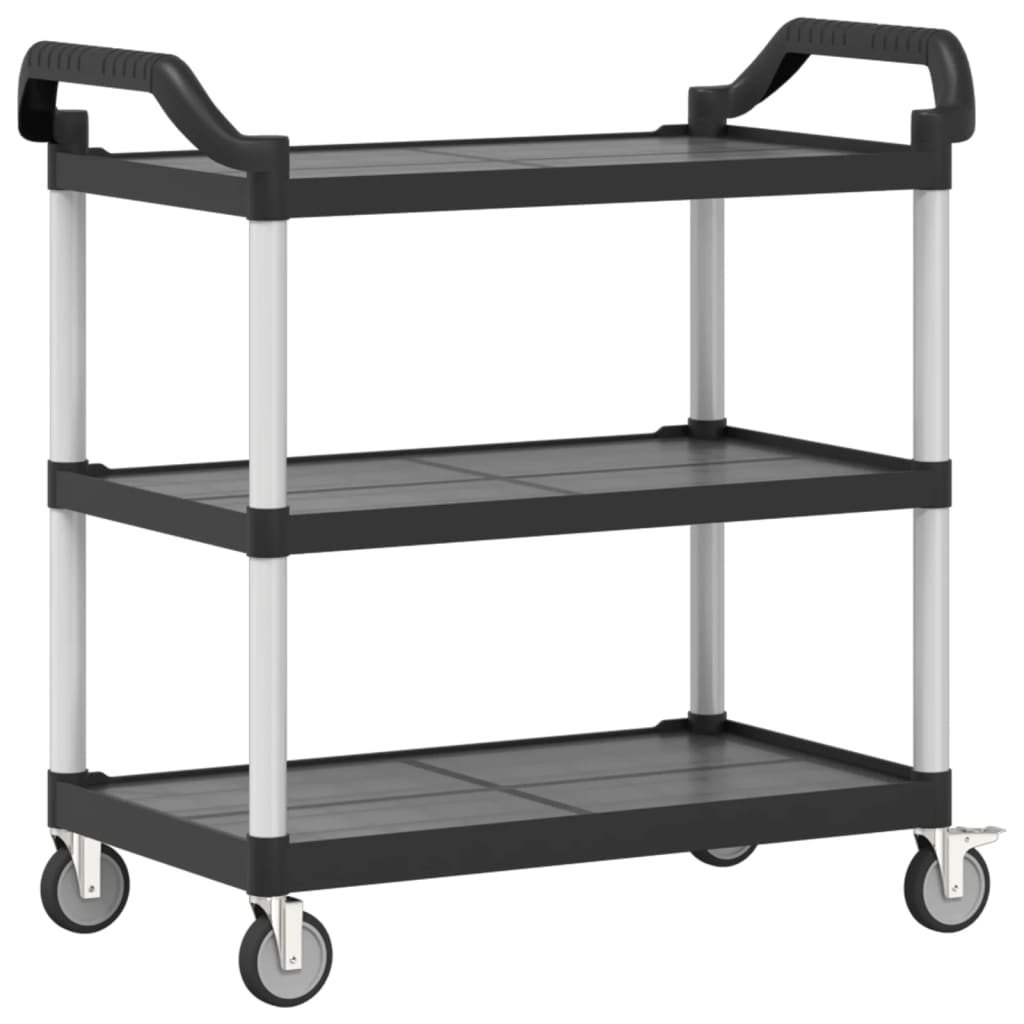 Trolley 3-laags 99x50x96 cm aluminium zwart