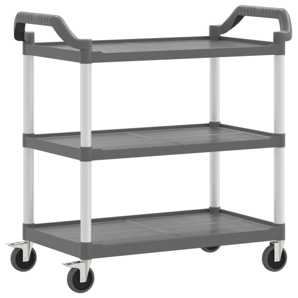 Trolley 3-laags 99x50x96 cm aluminium grijs