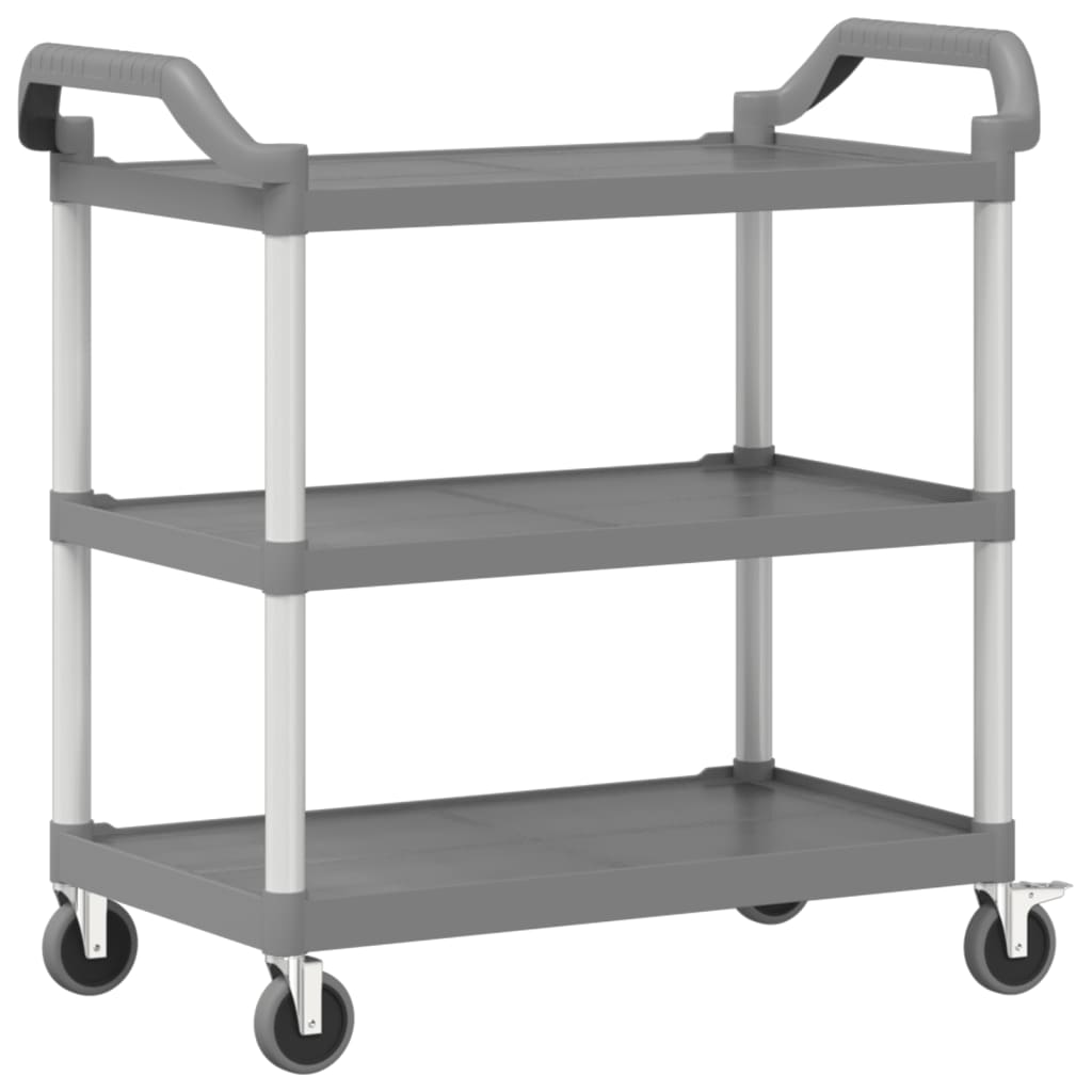 Trolley 3-laags 99x50x96 cm aluminium grijs