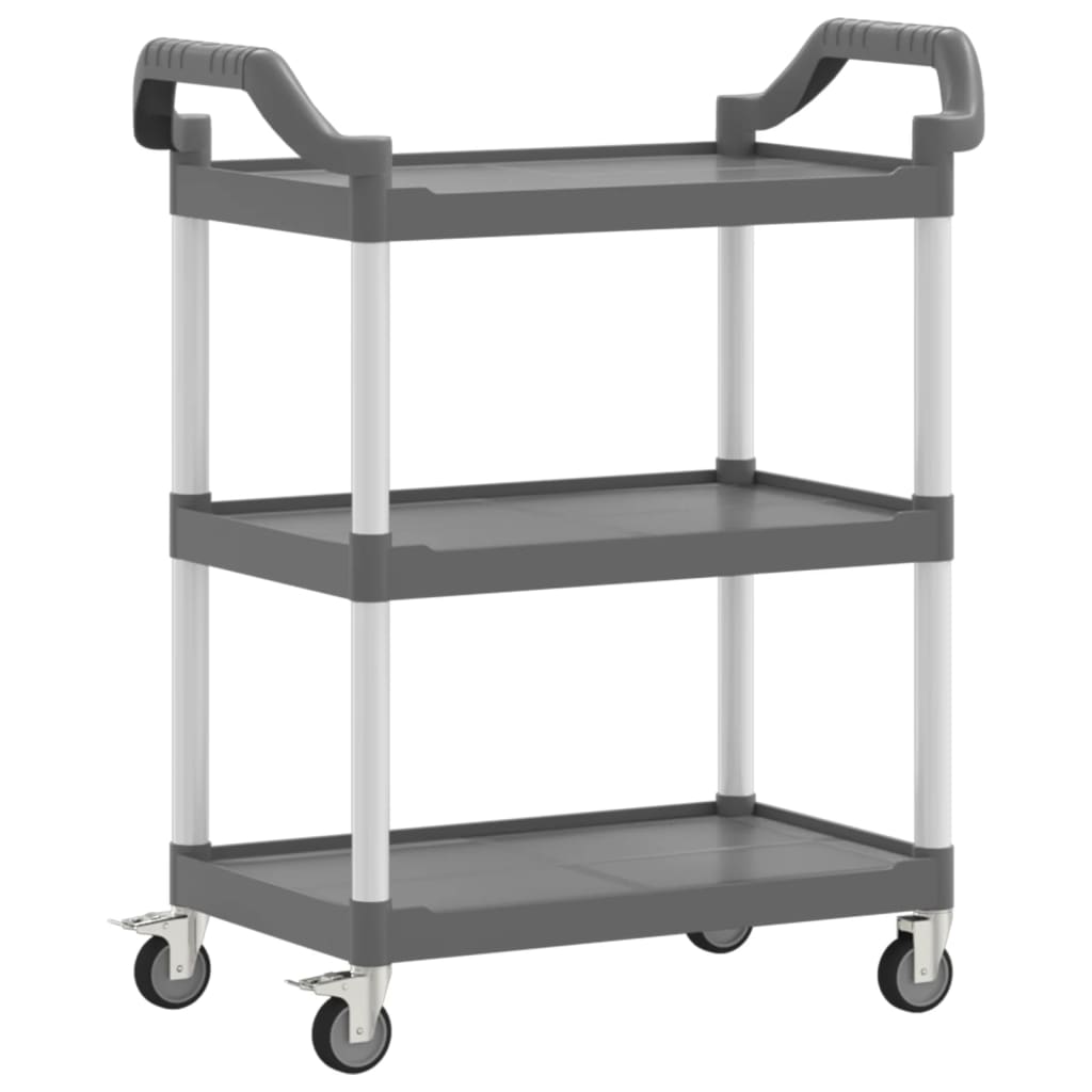 Trolley 3-laags 81x41x92 cm aluminium grijs