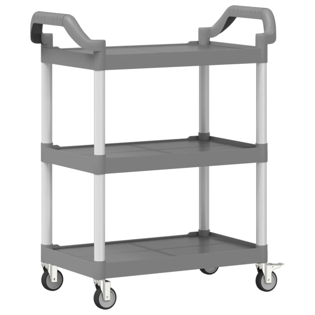 Trolley 3-laags 81x41x92 cm aluminium grijs