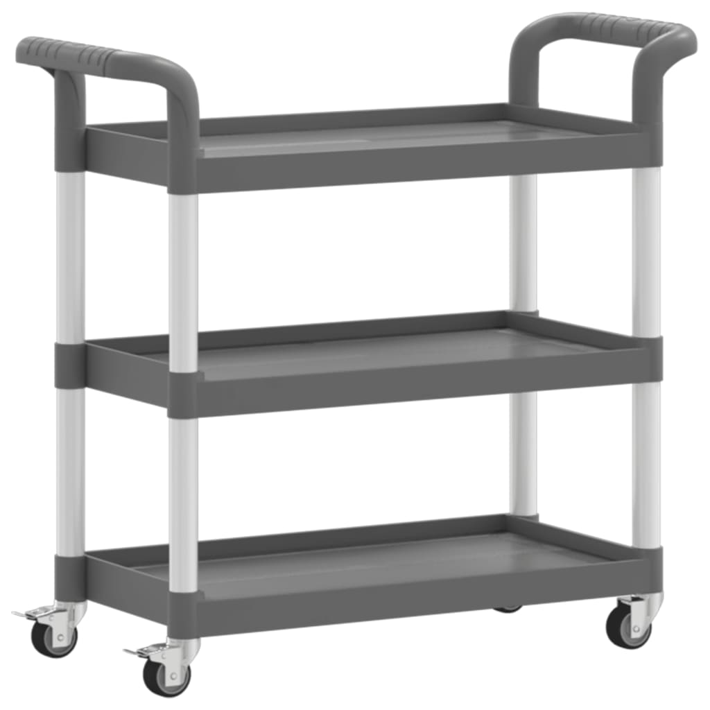 Trolley 3-laags 77x34x72 cm aluminium grijs