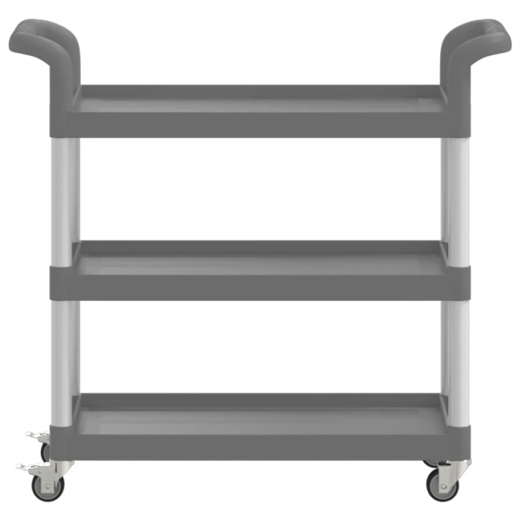 Trolley 3-laags 77x34x72 cm aluminium grijs