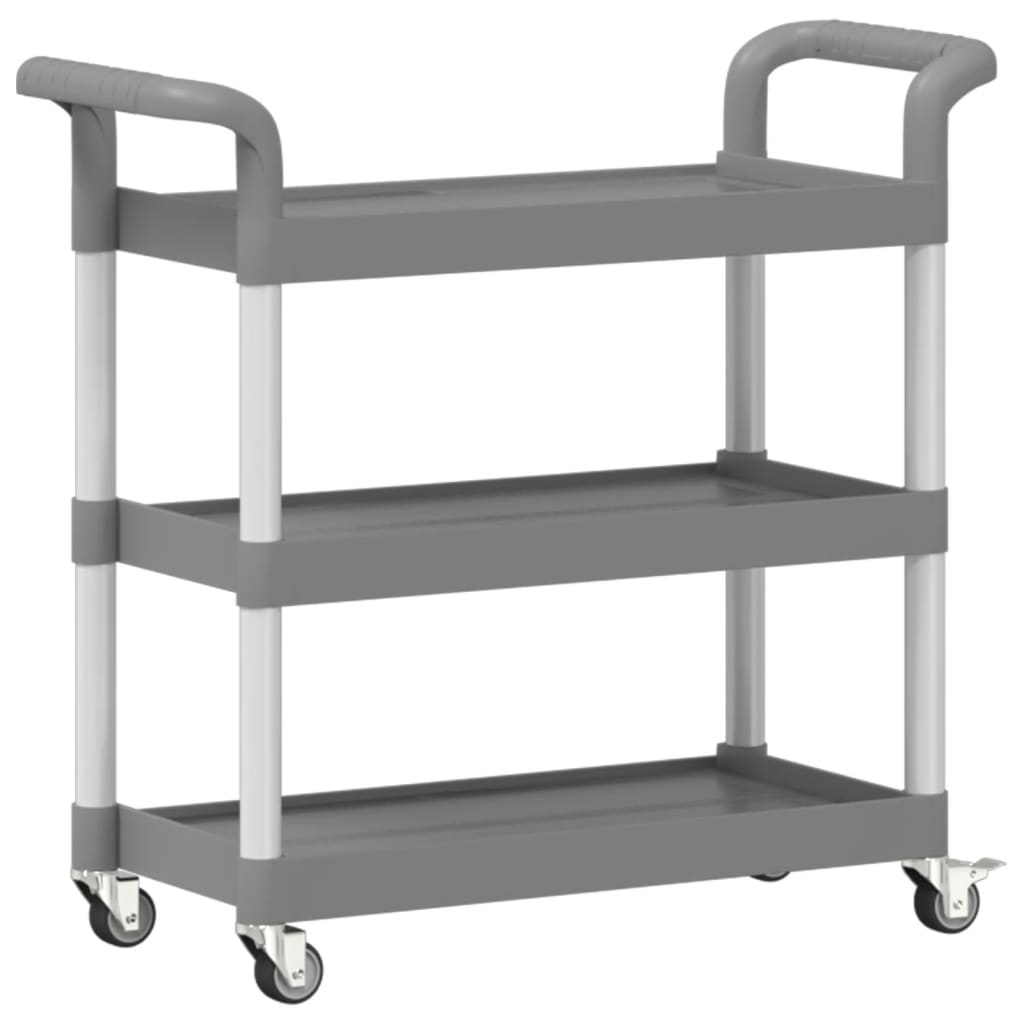 Trolley 3-laags 77x34x72 cm aluminium grijs