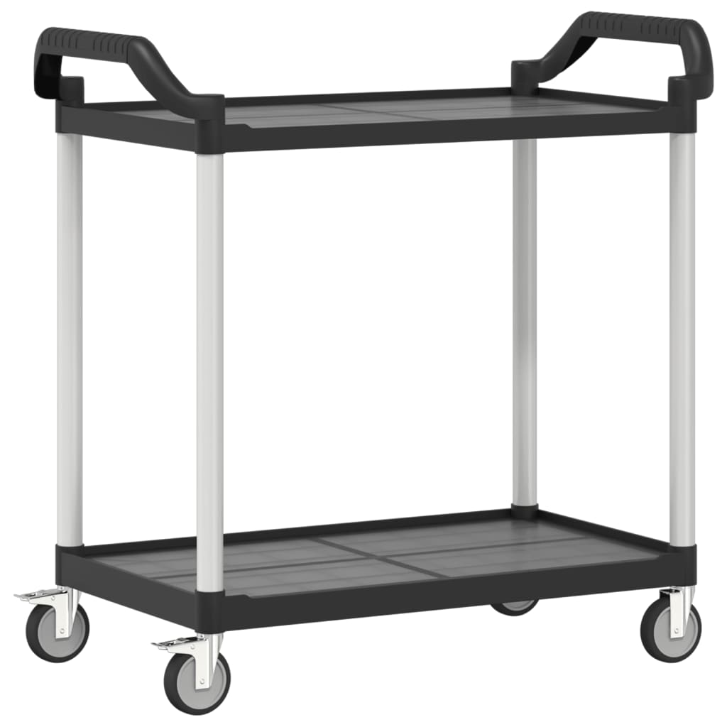 Trolley 2-laags 99x50x97 cm aluminium zwart