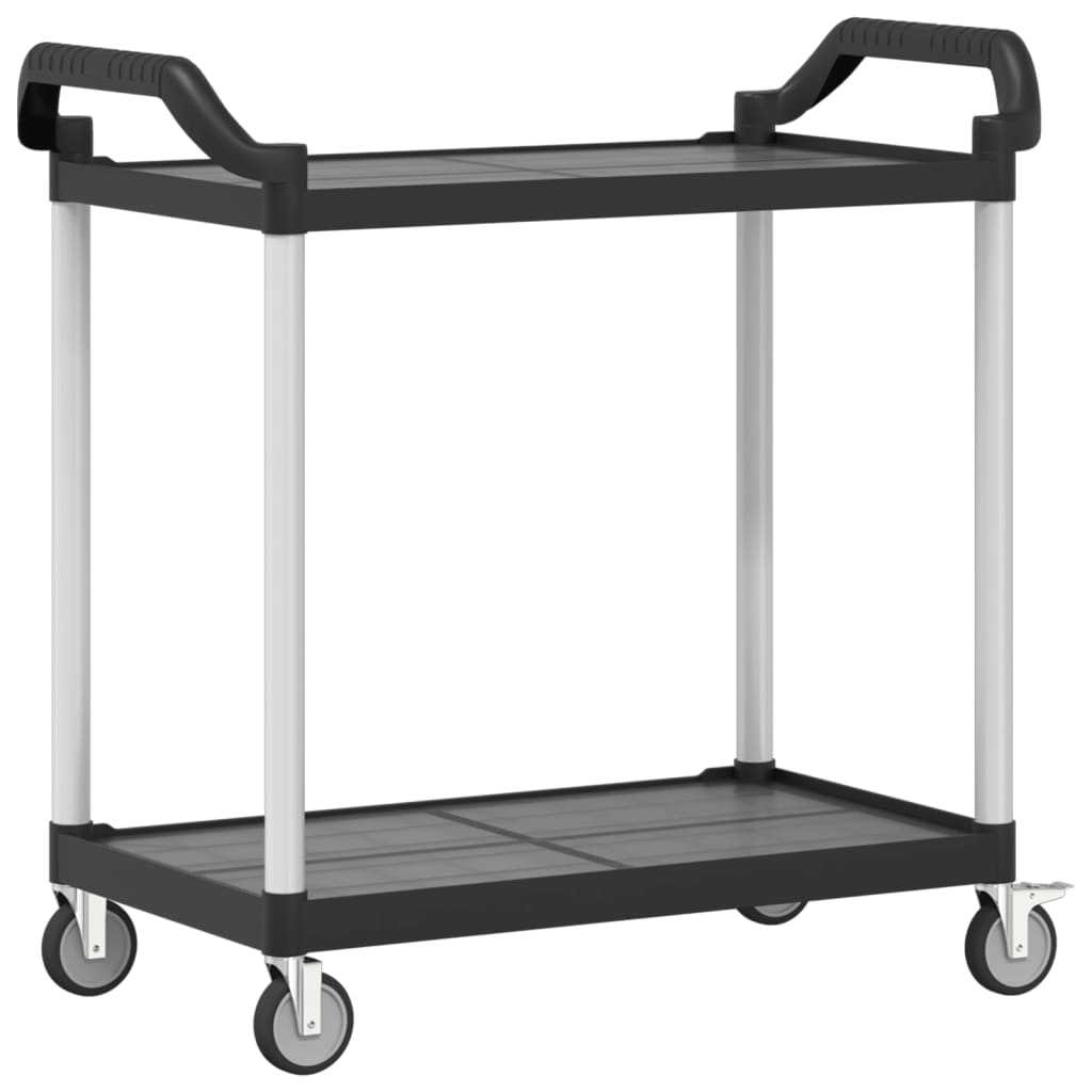 Trolley 2-laags 99x50x97 cm aluminium zwart