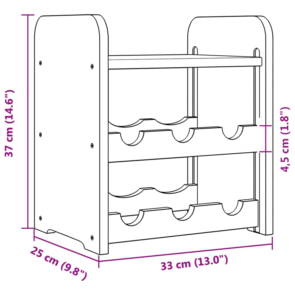 Wijnrek met bovenblad 33x25x37 cm massief grenenhout