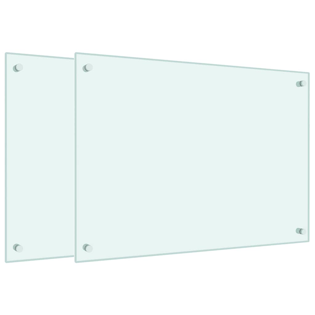 Spatschermen keuken 2 st 70x50 cm gehard glas wit