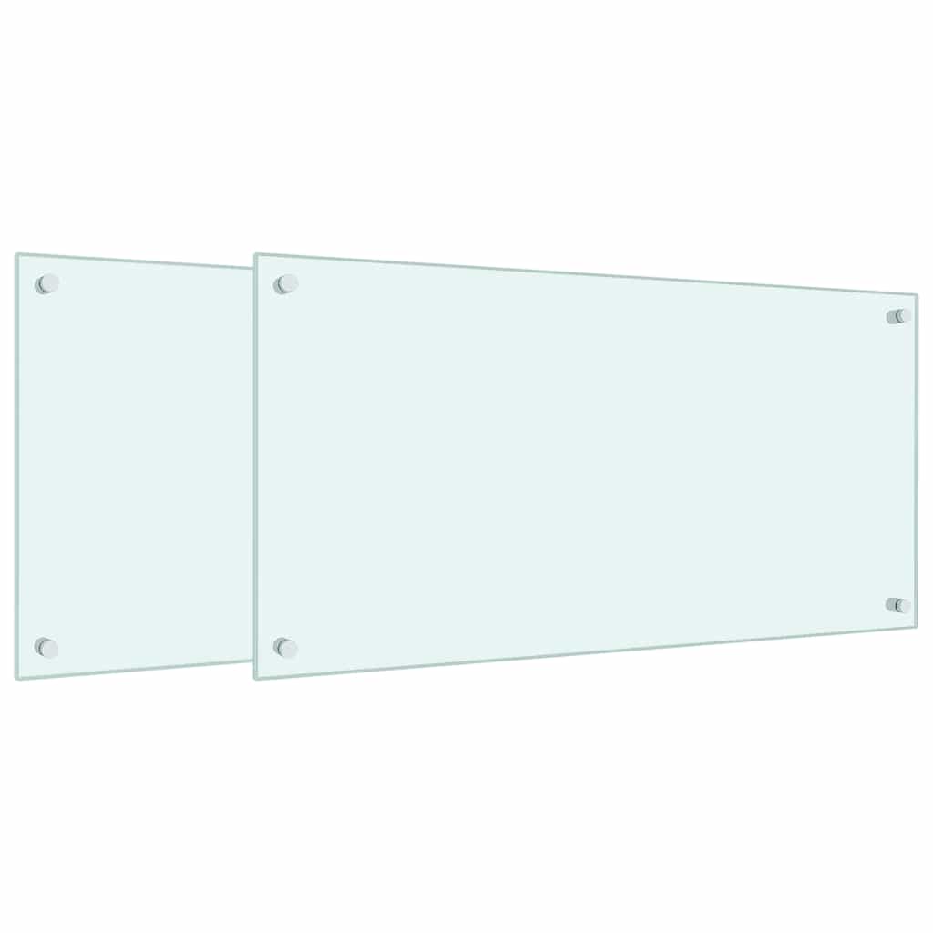 Spatschermen keuken 2 st 80x40 cm gehard glas wit