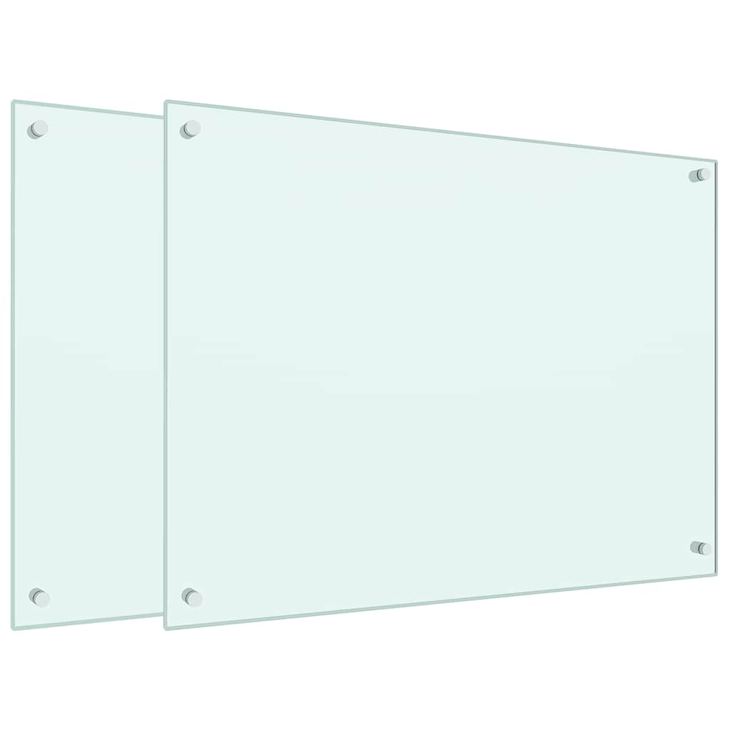Spatschermen keuken 2 st 80x60 cm gehard glas wit