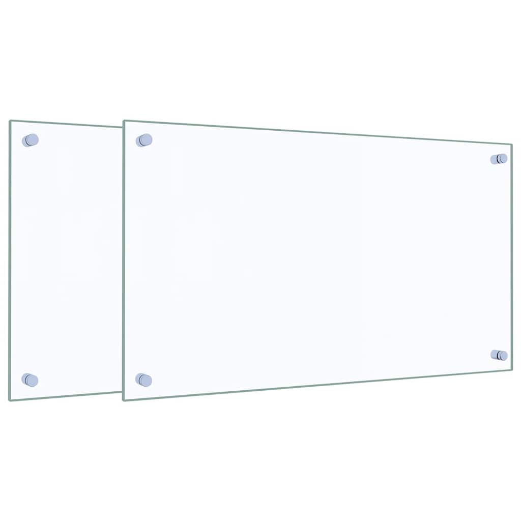 Spatschermen keuken 2 st 70x40 cm gehard glas transparant