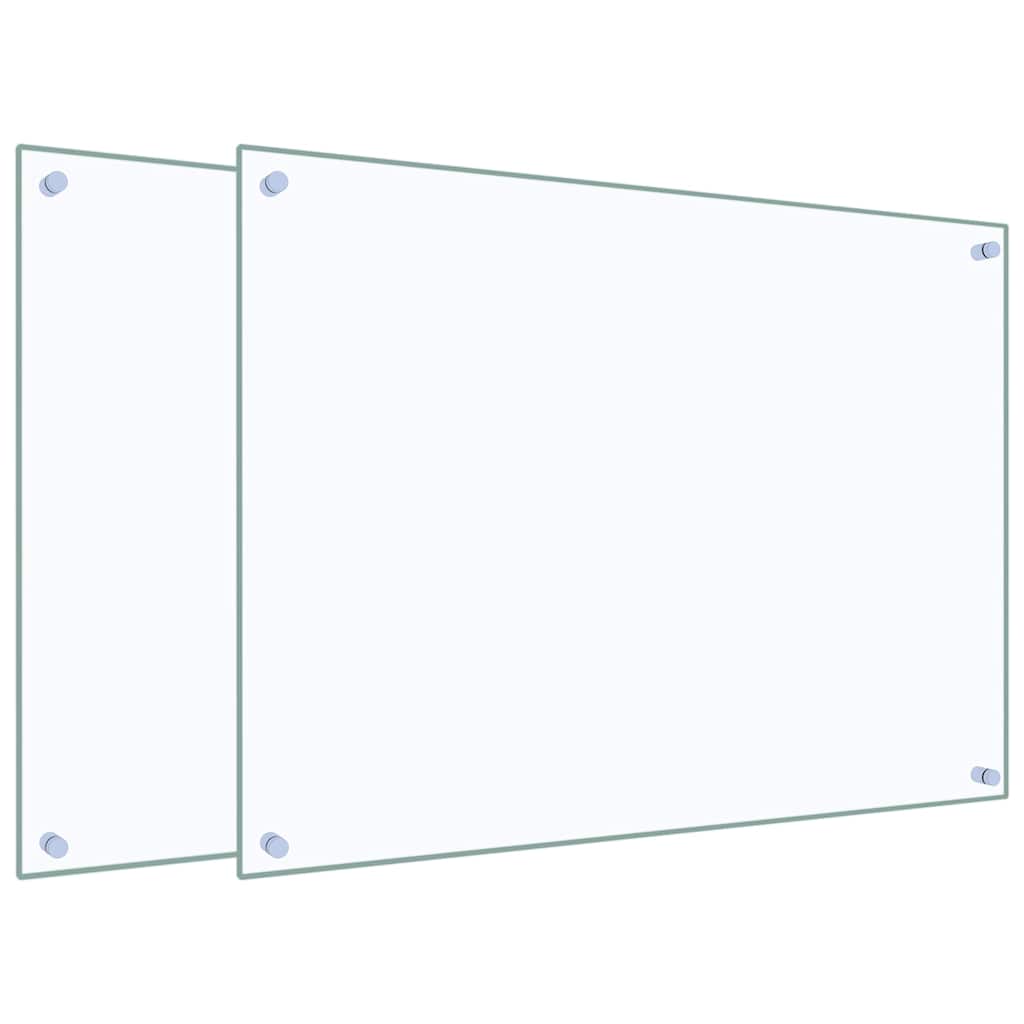 Spatschermen keuken 2 st 80x60 cm gehard glas transparant