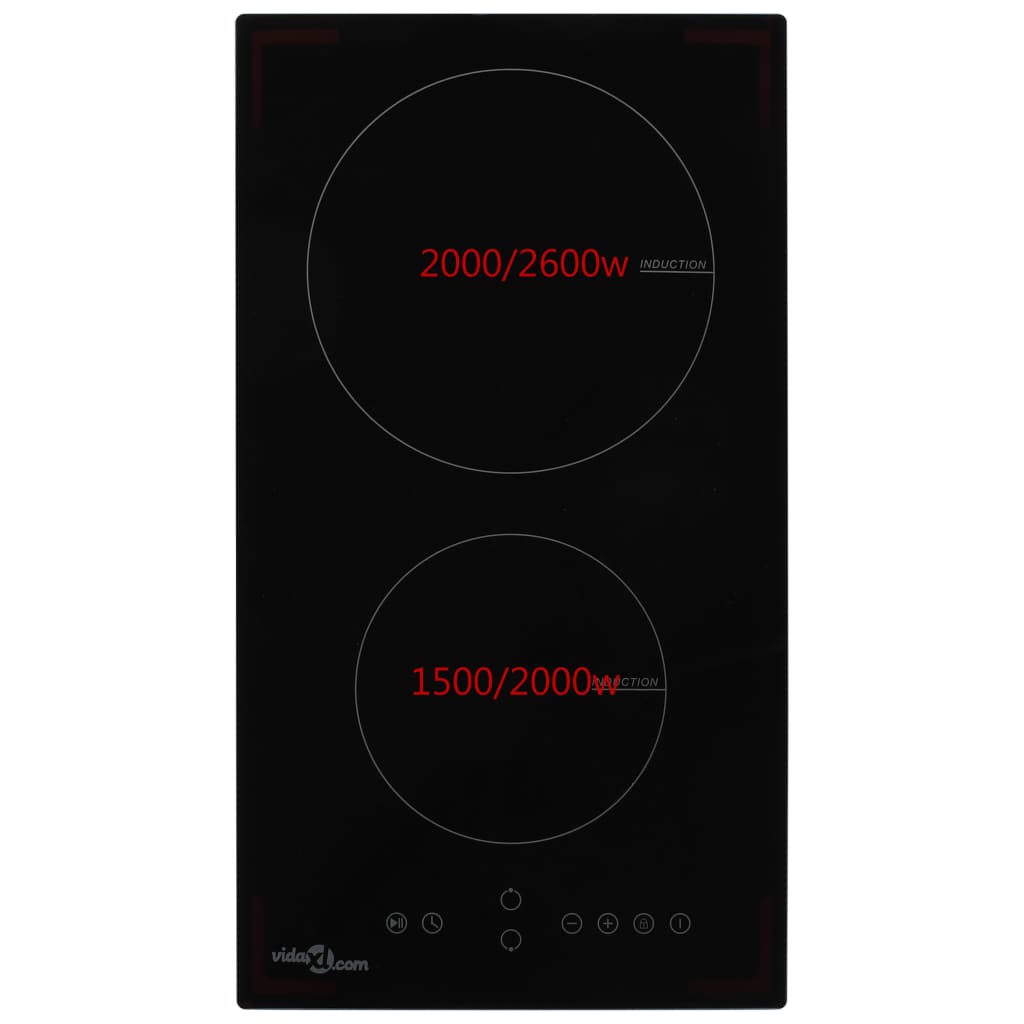 Inductiekookplaat met 2 kookzones aanraakbediening 3500 W glas