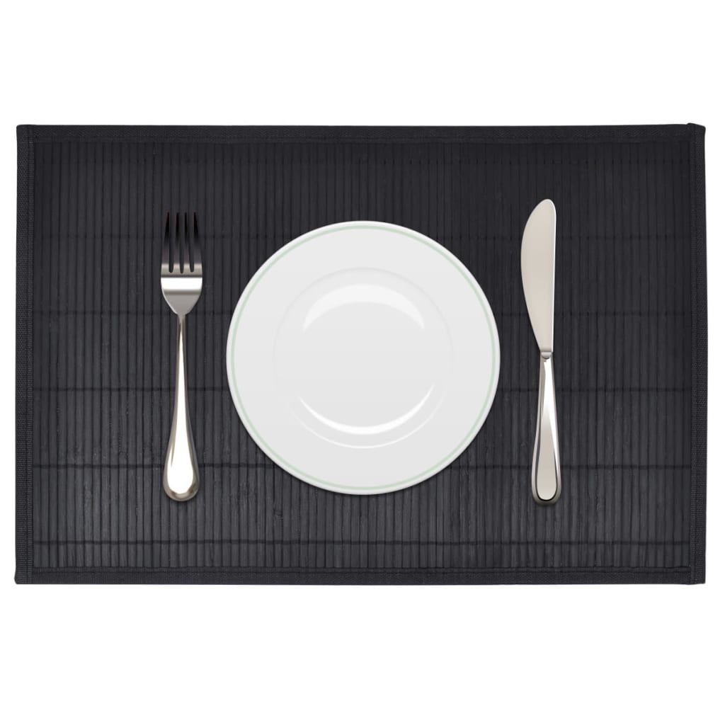6 Placemats bamboe 30 x 45 cm zwart