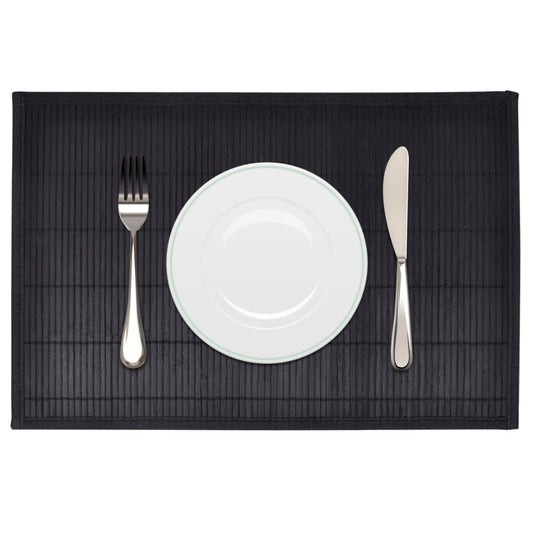 6 Placemats bamboe 30 x 45 cm zwart